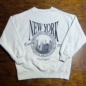 ZARA Kids New York City NYC Gray Navy Pullover Sweatshirt Crew Neck  Size 11/12